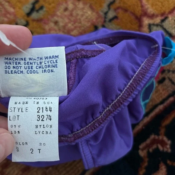 VTG baby girl swimsuit by Pelican Purple Turtle 2T USA Made